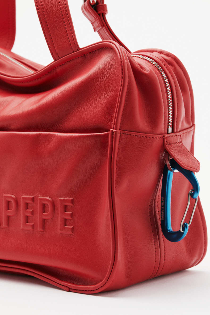 (IM)PERFECTION shopping bag in leather, Red, Patrizia Pepe