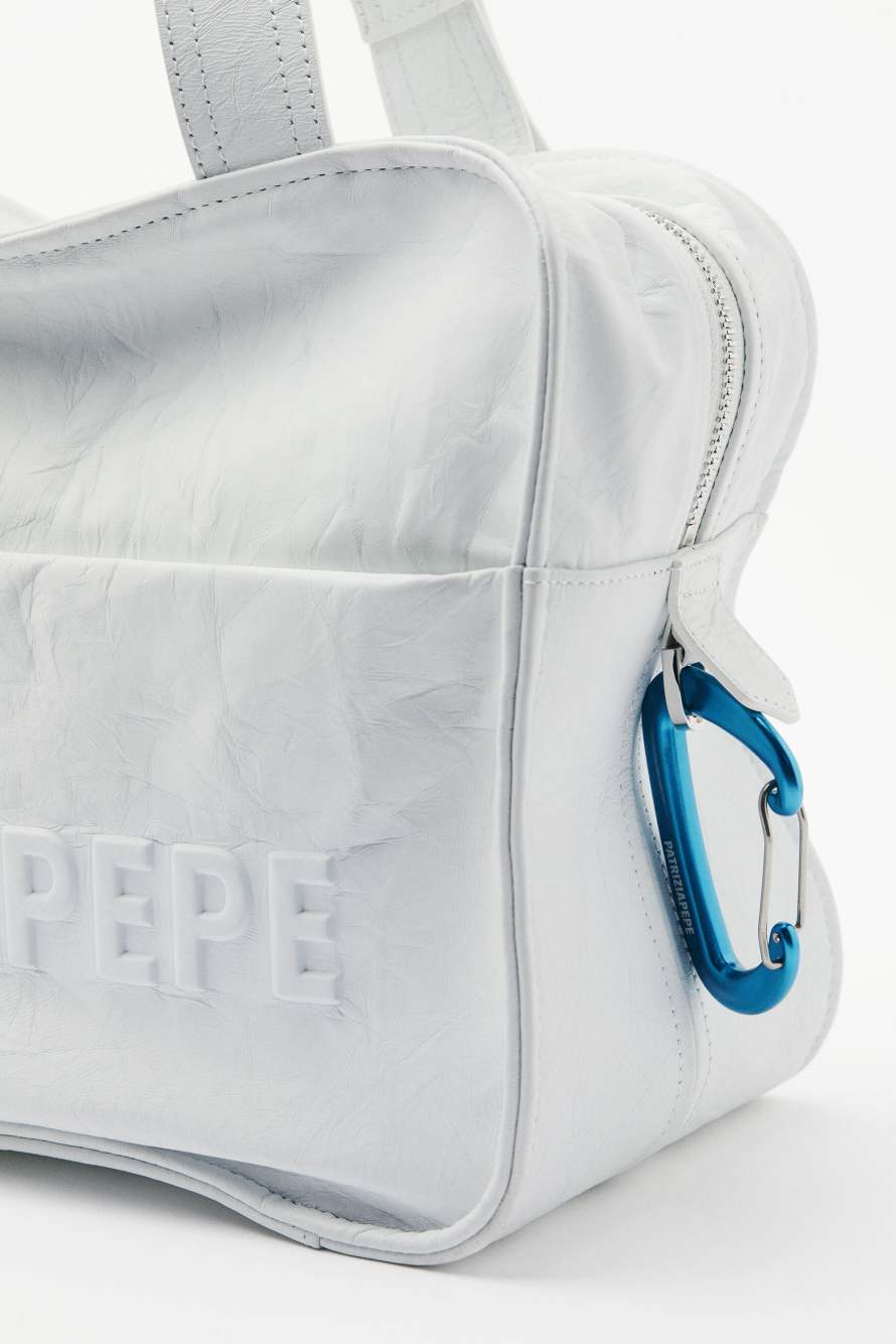 (IM)PERFECTION shopping bag in crinkle leather, White, Patrizia Pepe