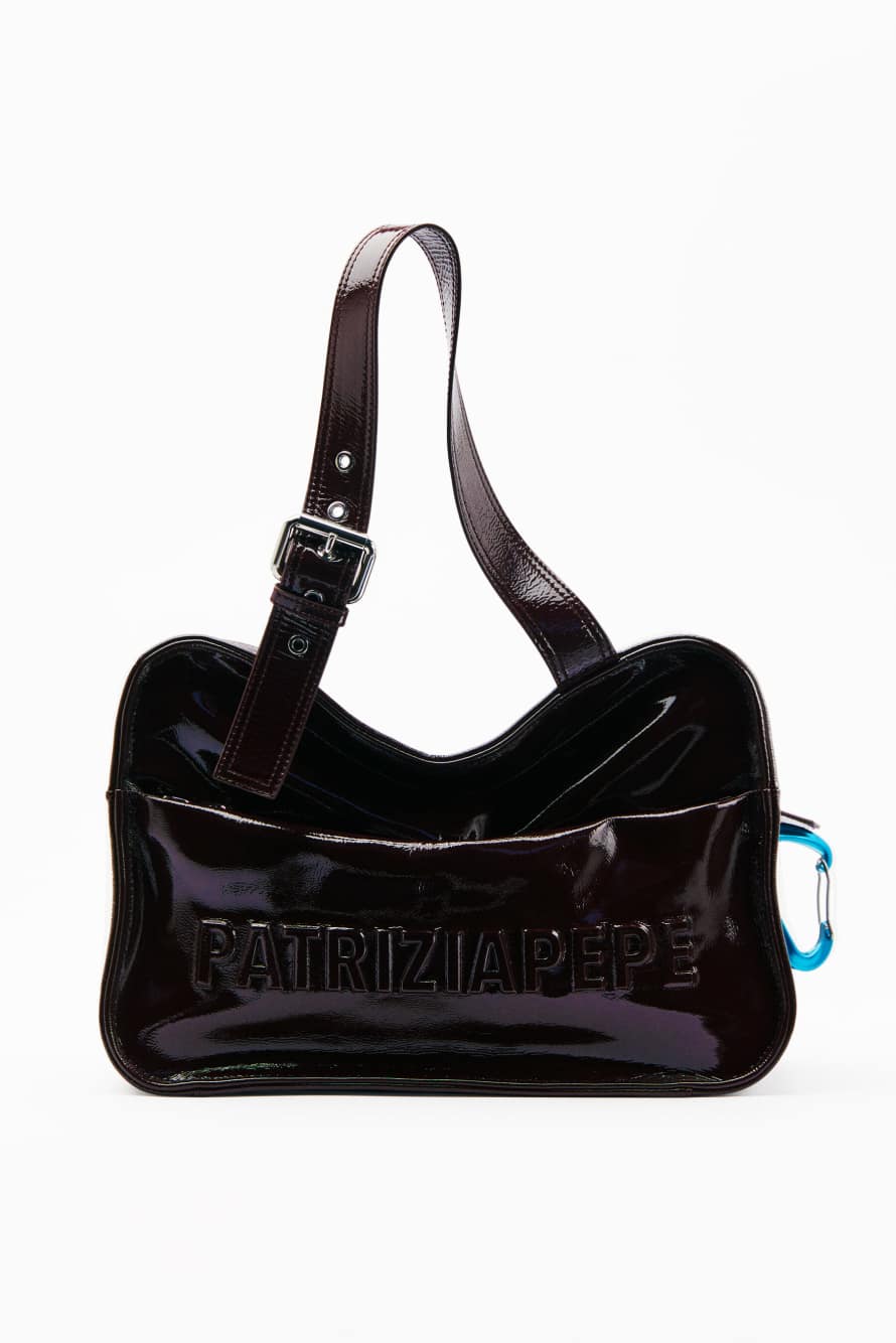 (IM)PERFECTION shopping bag in glossy leather, Bordeaux, Patrizia Pepe