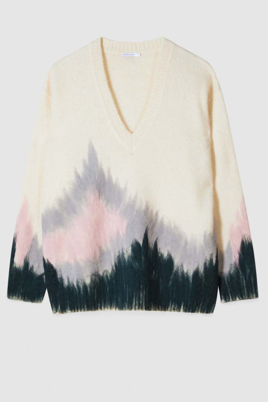 Объемный мягкий джемпер с принтом, Абстрактная фантазия, Patrizia Pepe
