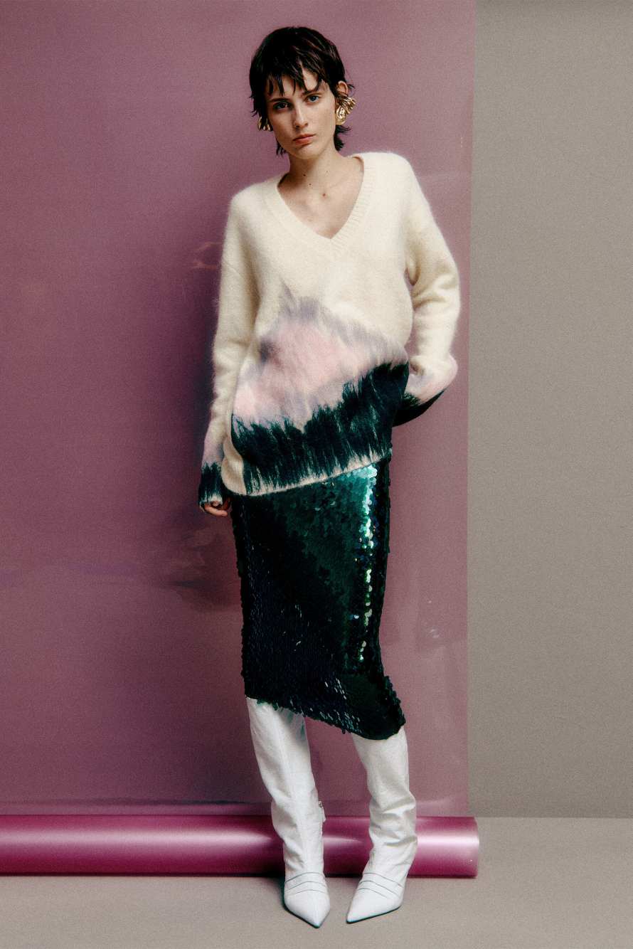 Объемный мягкий джемпер с принтом, Абстрактная фантазия, Patrizia Pepe