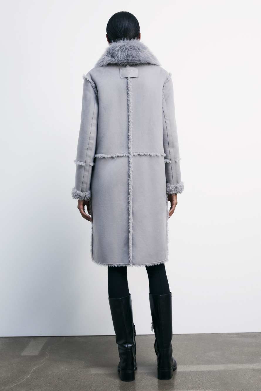 Двустороннее пальто с ворсом, Серый, Patrizia Pepe