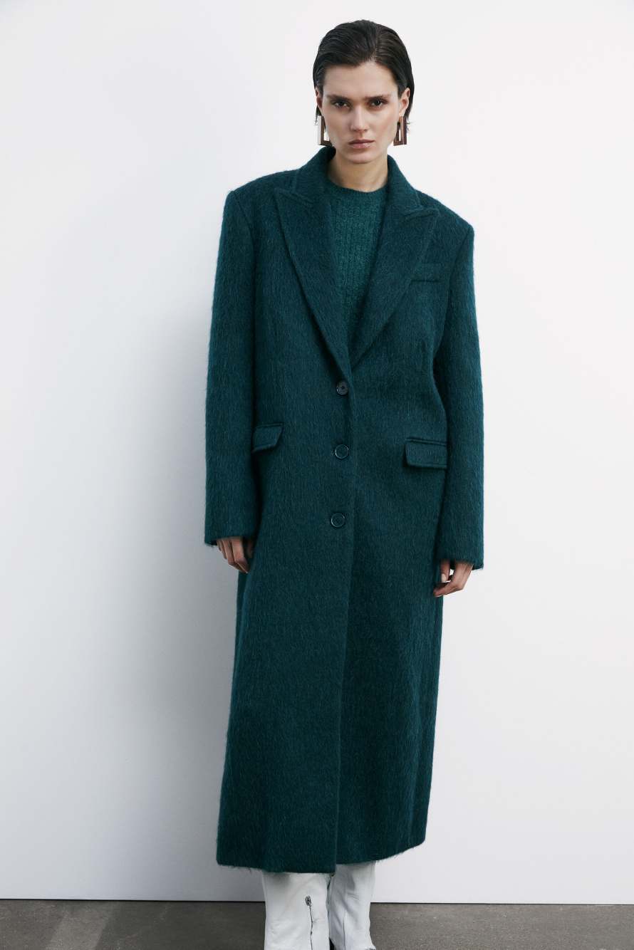 Длинное мягкое пальто, зелёный, Patrizia Pepe