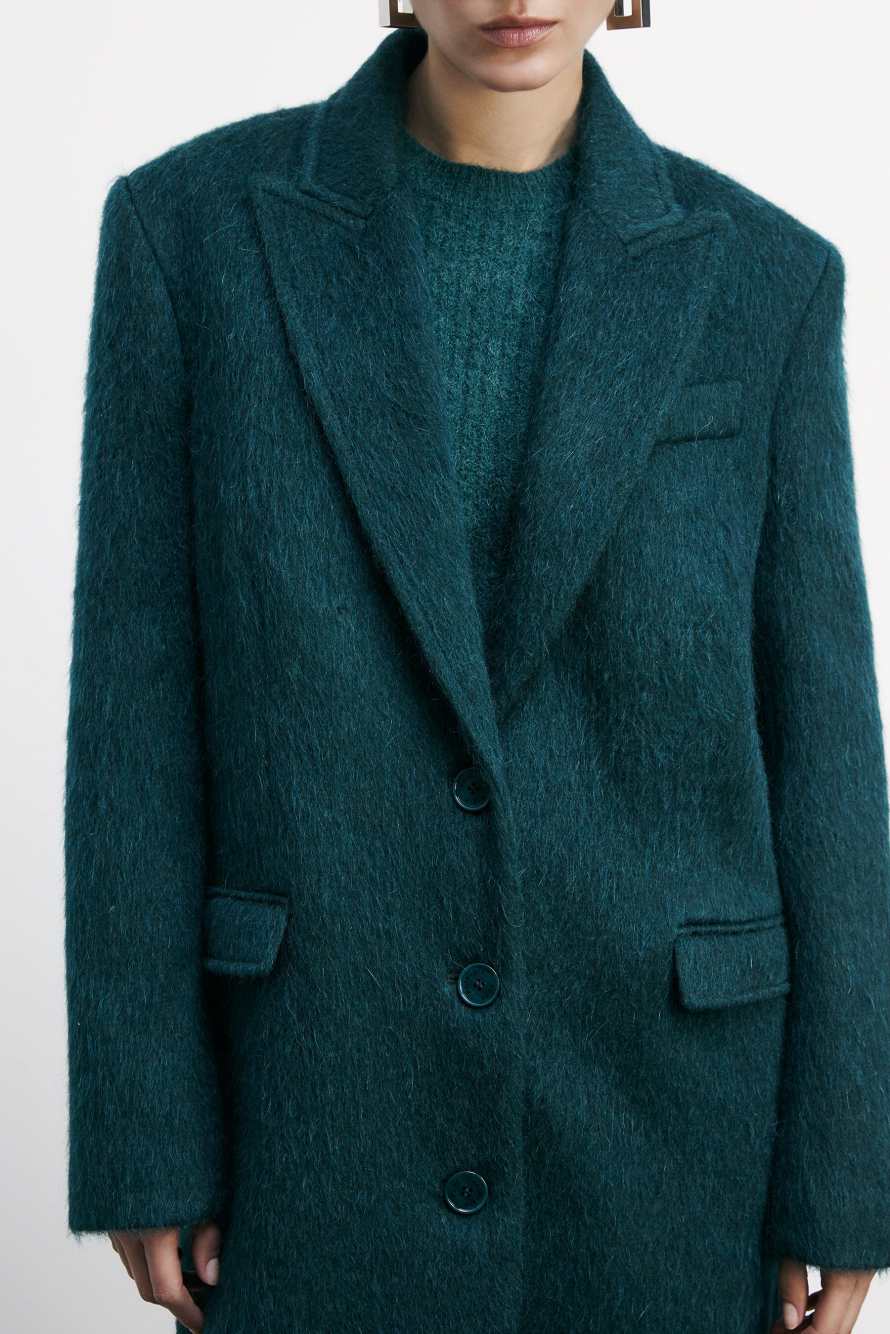 Длинное мягкое пальто, зелёный, Patrizia Pepe