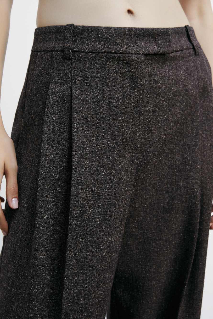 Structured pants with pleats, Brown, Patrizia Pepe