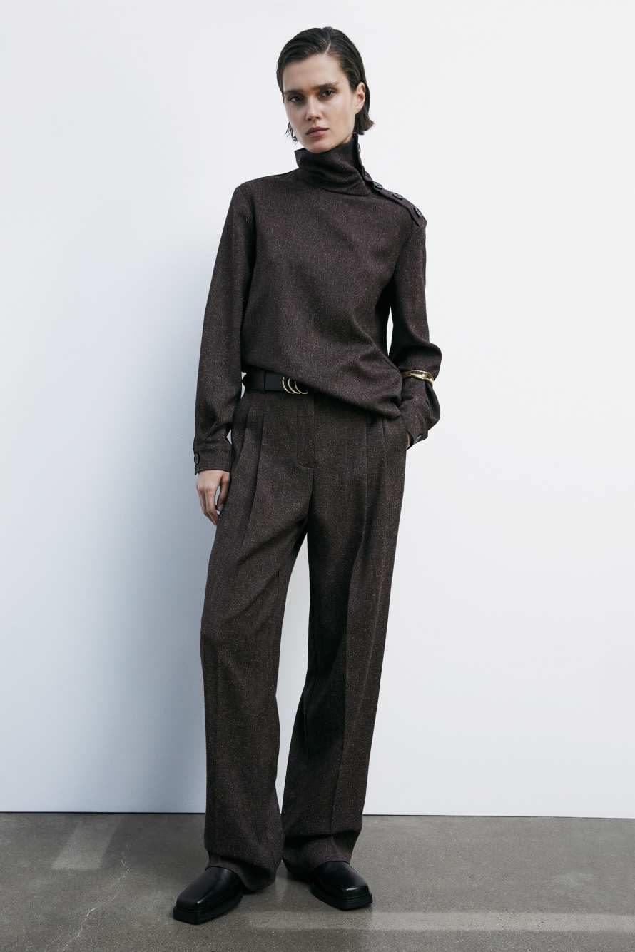 Structured pants with pleats, Brown, Patrizia Pepe