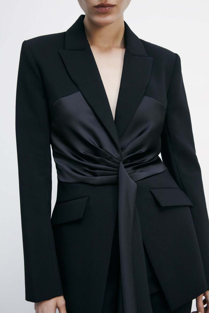 Blazer with draping, Black, Patrizia Pepe