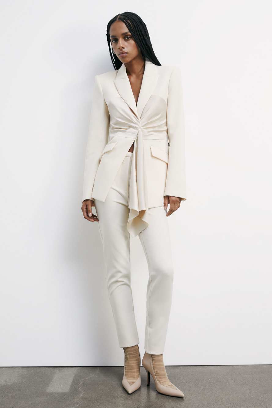 Блейзер с драпировкой, Белый, Patrizia Pepe