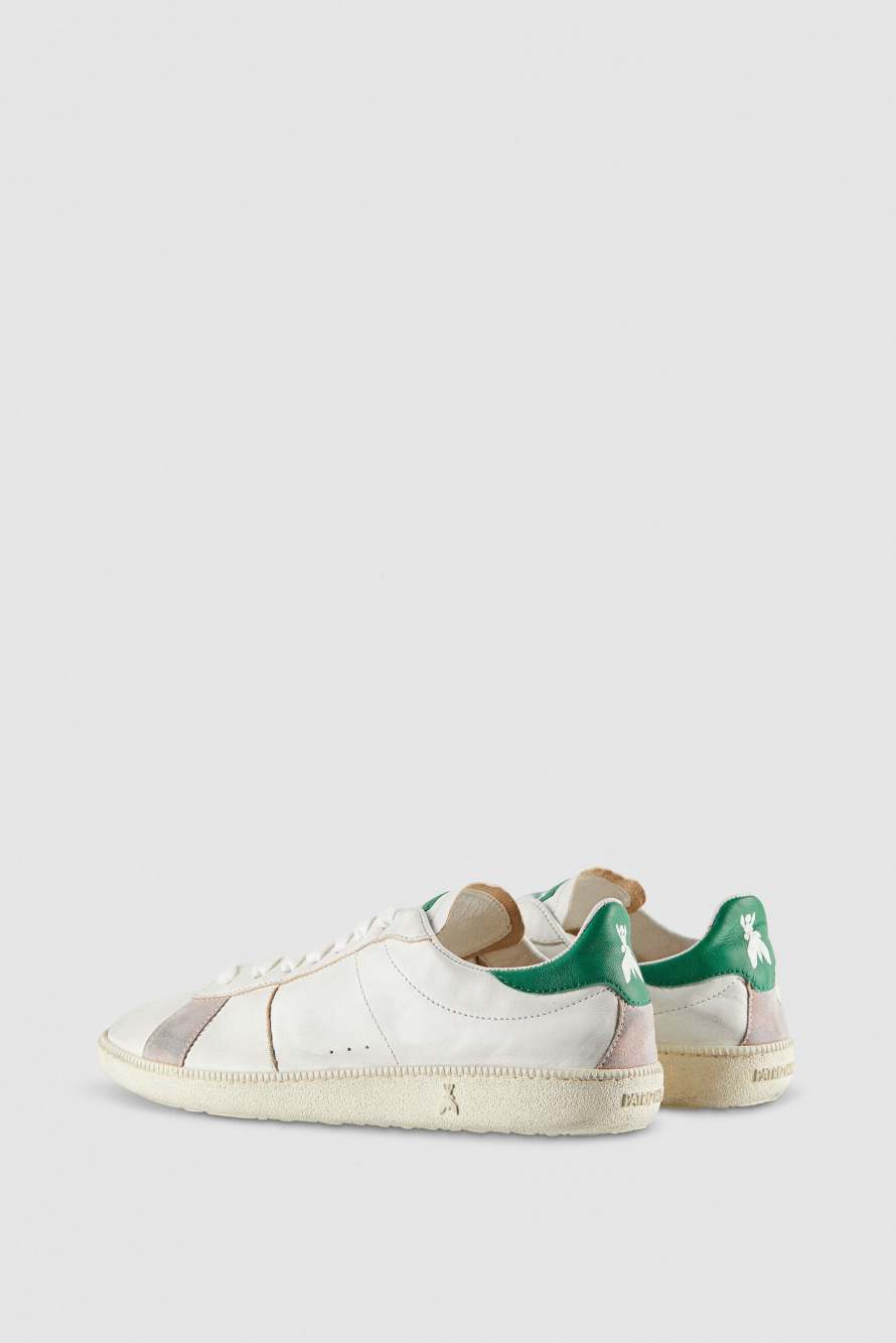 SKIN Sneakers "Born In '93" in leather, White/Green, Patrizia Pepe