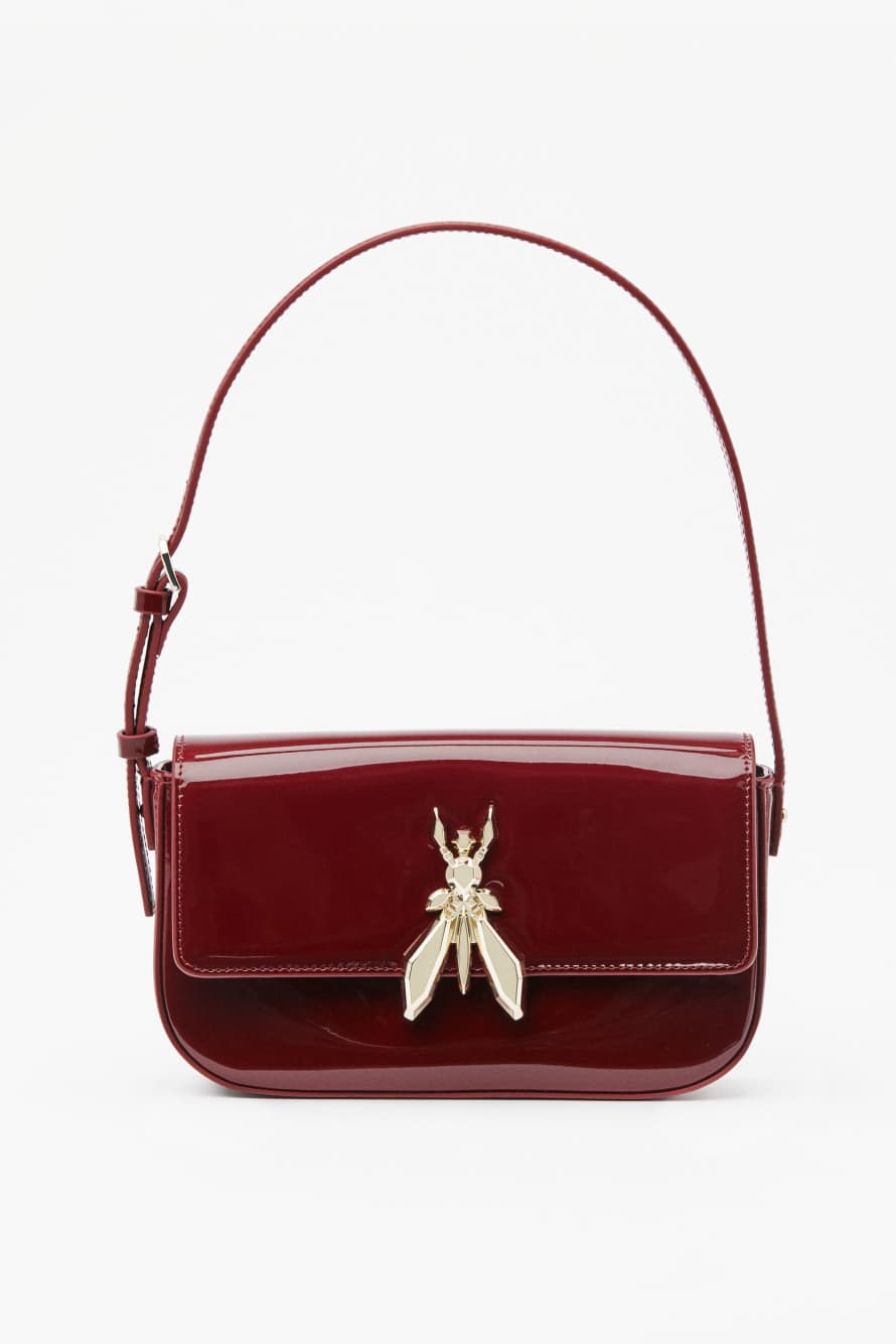 "ESSENTIAL" Fly glossy leather shoulder bag, Red, Patrizia Pepe