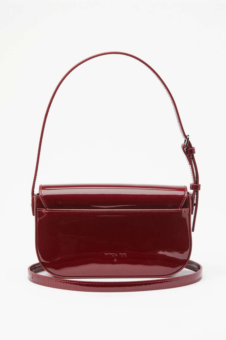 "ESSENTIAL" Fly glossy leather shoulder bag, Red, Patrizia Pepe