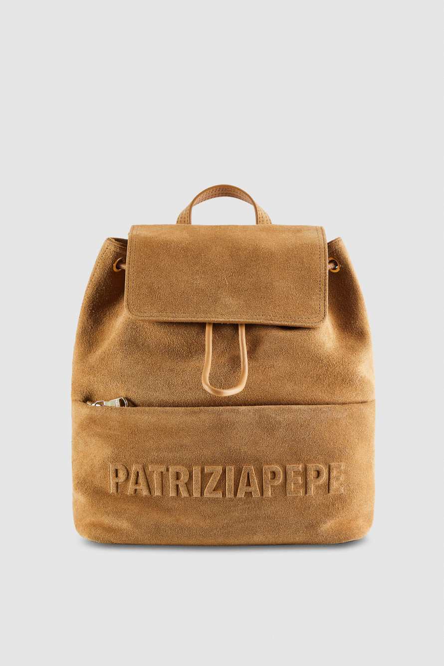 IM(PERFECTION) backpack in suede, Beige, Patrizia Pepe