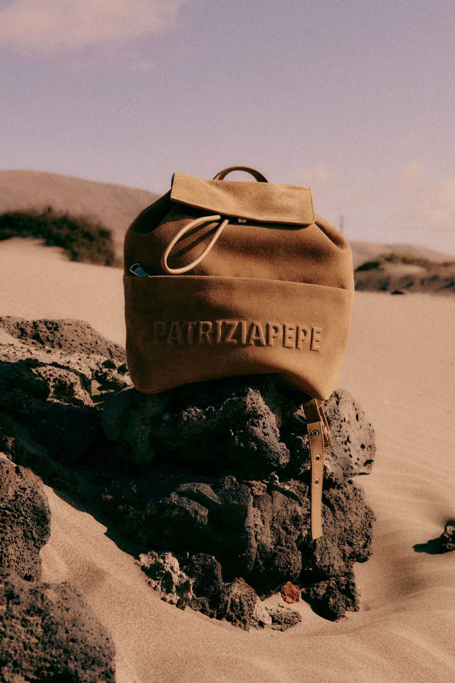 IM(PERFECTION) backpack in suede, Beige, Patrizia Pepe