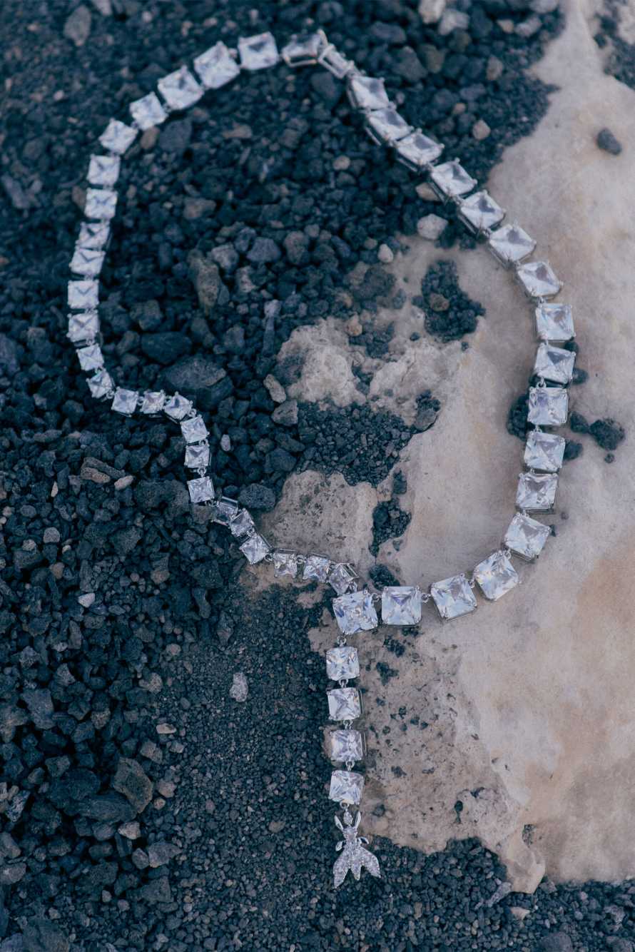 Diamond Cut asymmetrical necklace, Silver, Patrizia Pepe