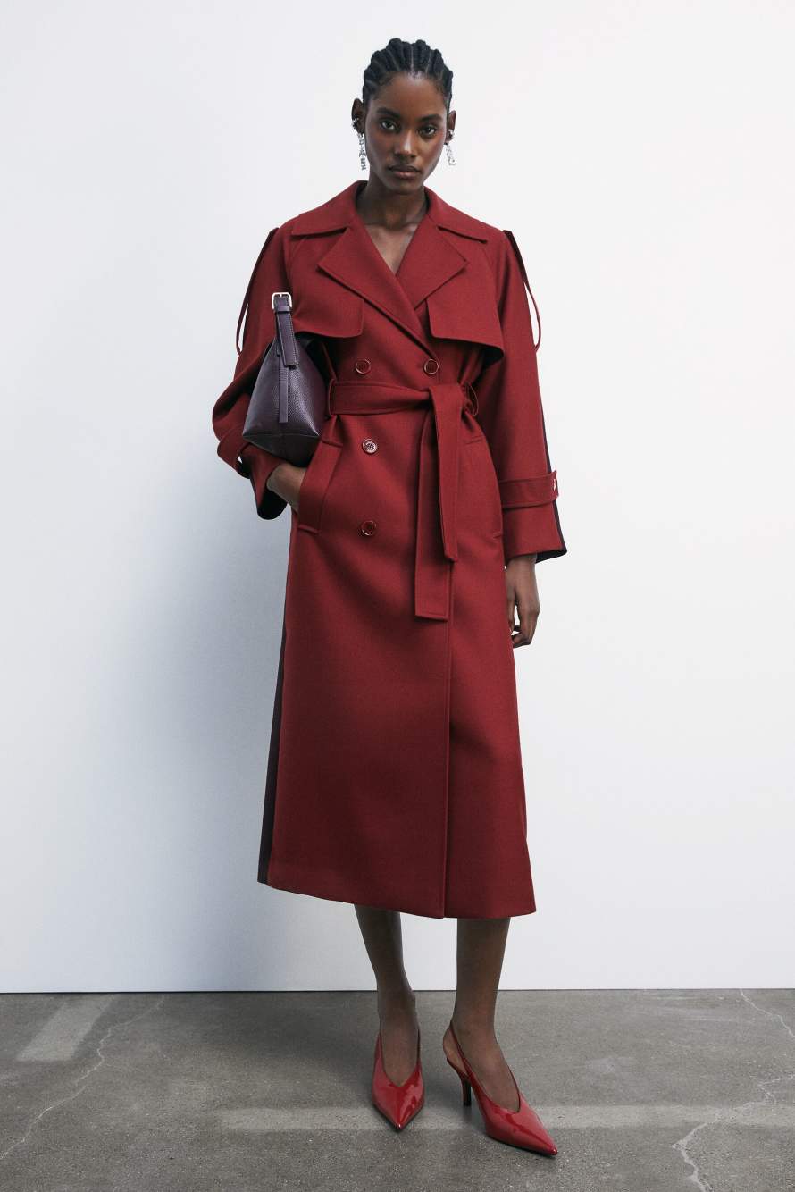 Tailored wool trench coat, Red/Purple, Patrizia Pepe
