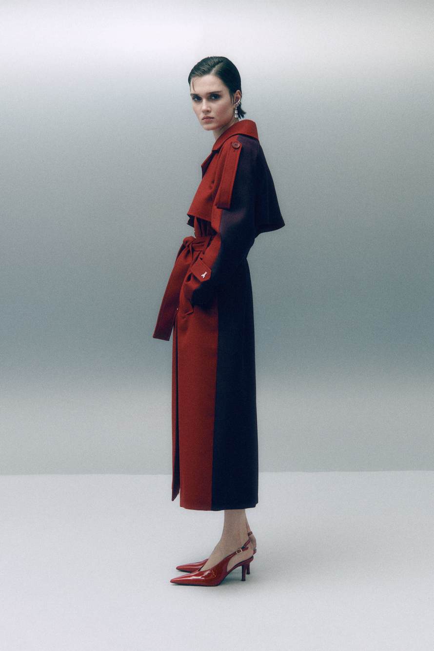 Tailored wool trench coat, Red/Purple, Patrizia Pepe