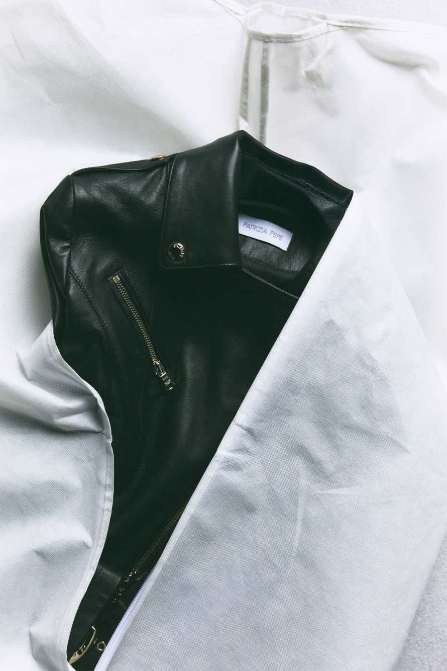 Куртка-косуха из кожи, Черный, Patrizia Pepe