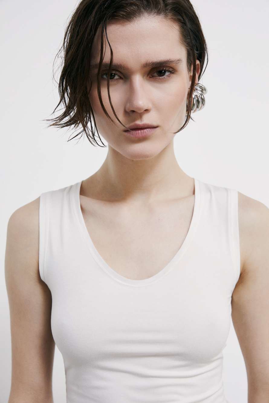 Top canotta in jersey, Bianco, Patrizia Pepe