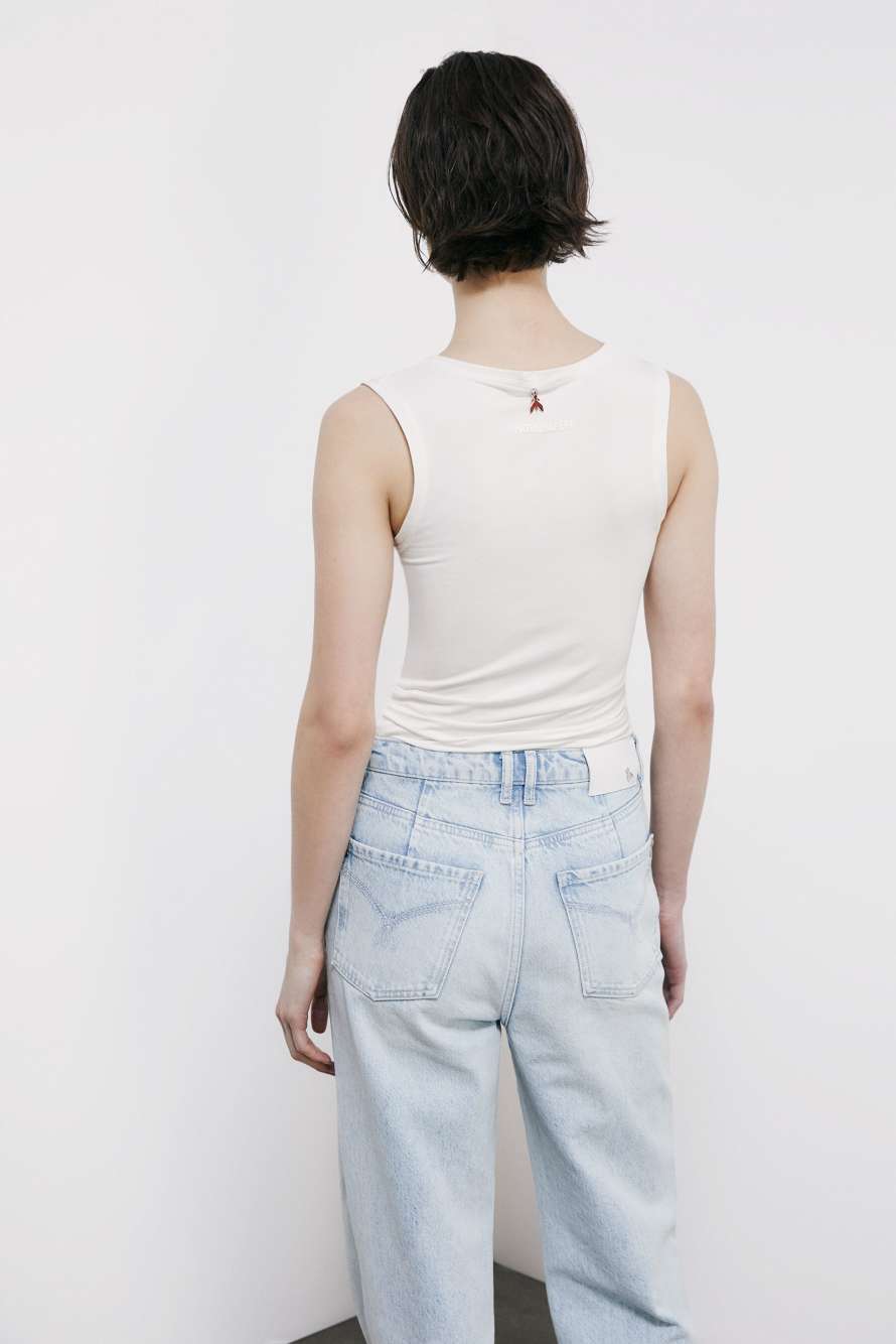 Top canotta in jersey, Bianco, Patrizia Pepe