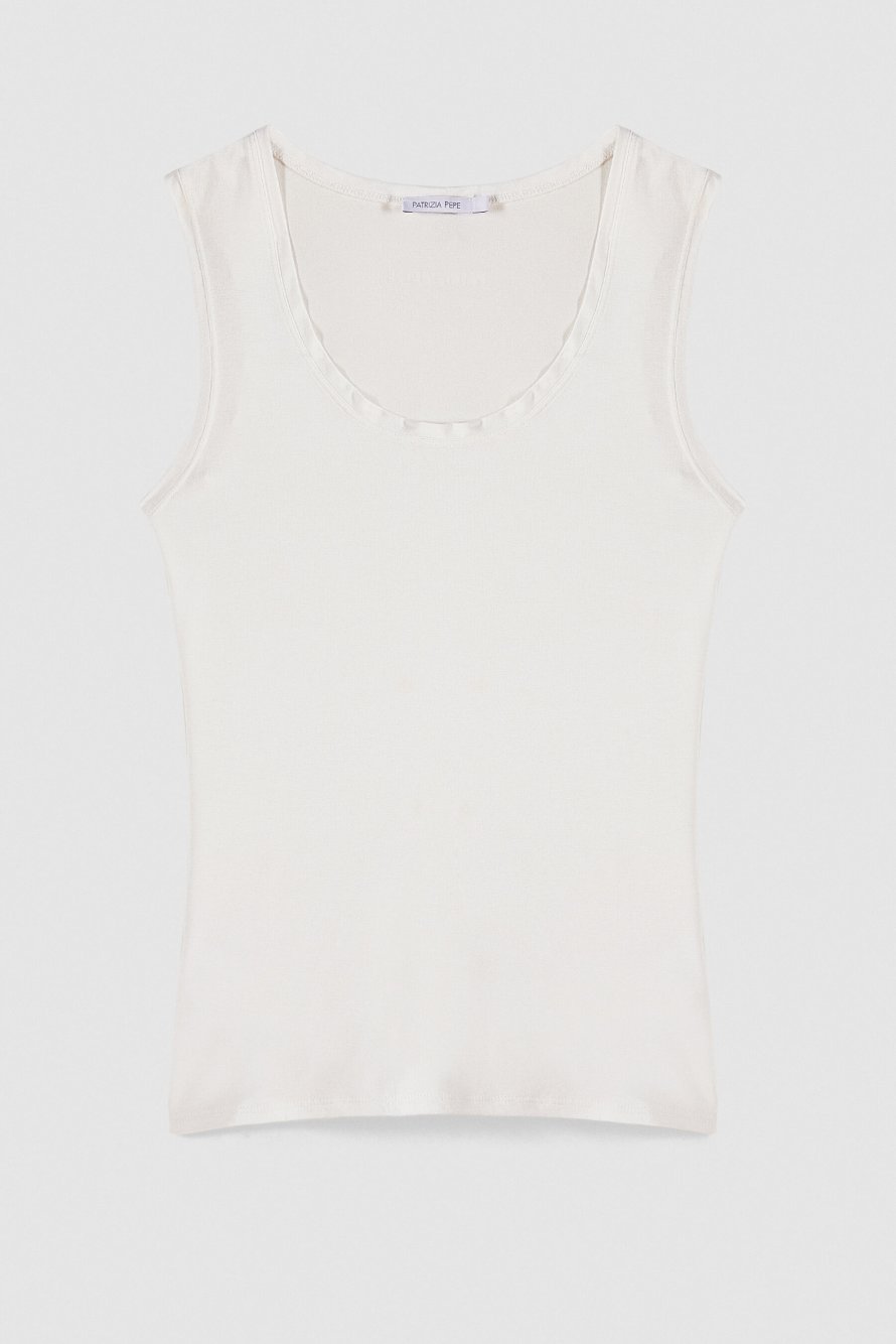 Top canotta in jersey, Bianco, Patrizia Pepe