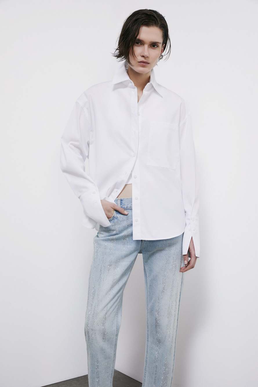 Oversized poplin shirt, White, Patrizia Pepe