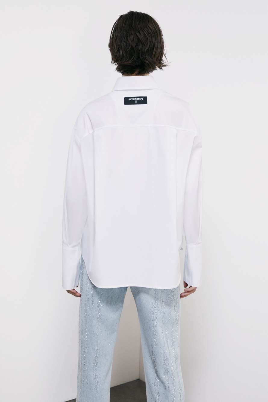 Oversized poplin shirt, White, Patrizia Pepe