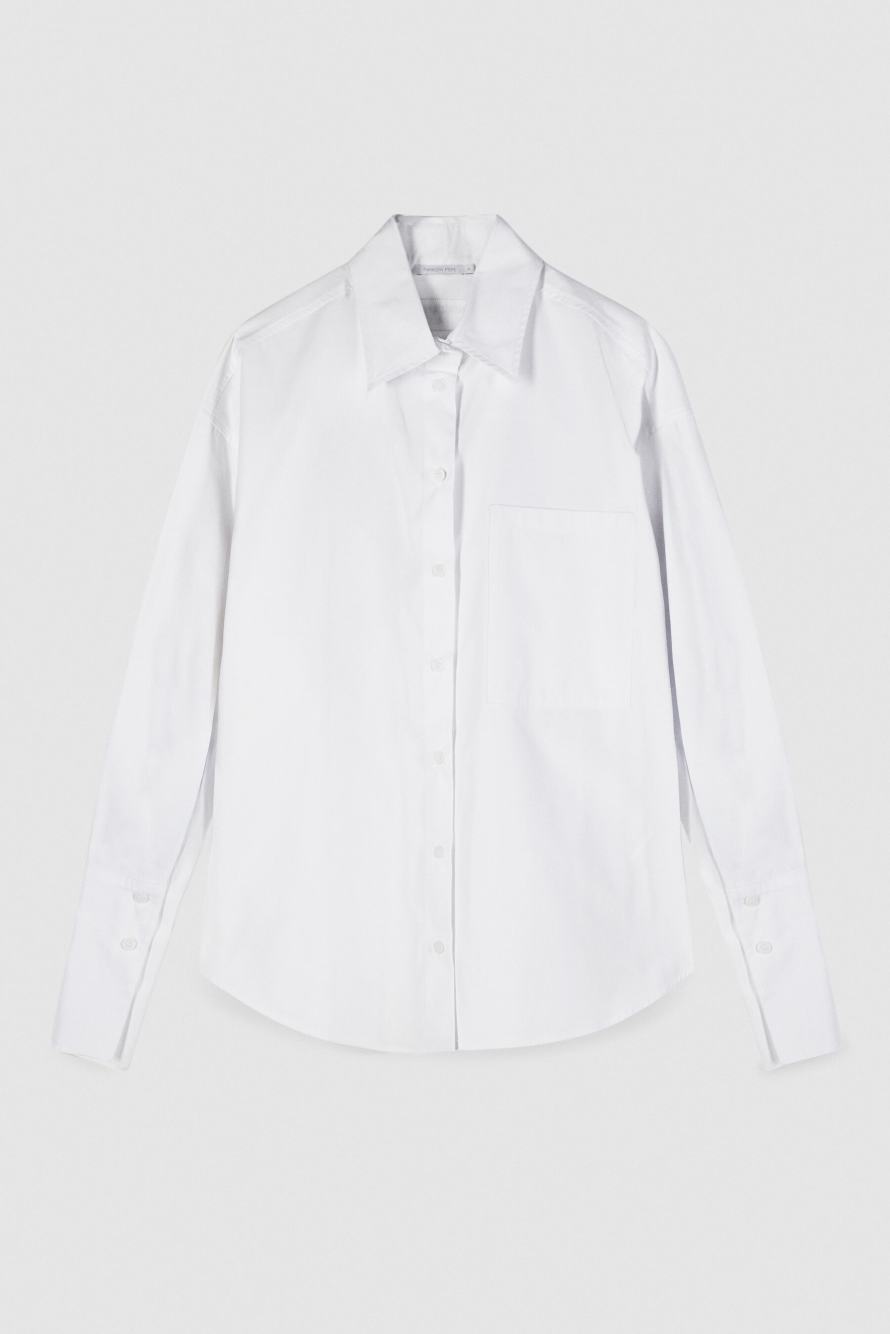 Oversized poplin shirt, White, Patrizia Pepe