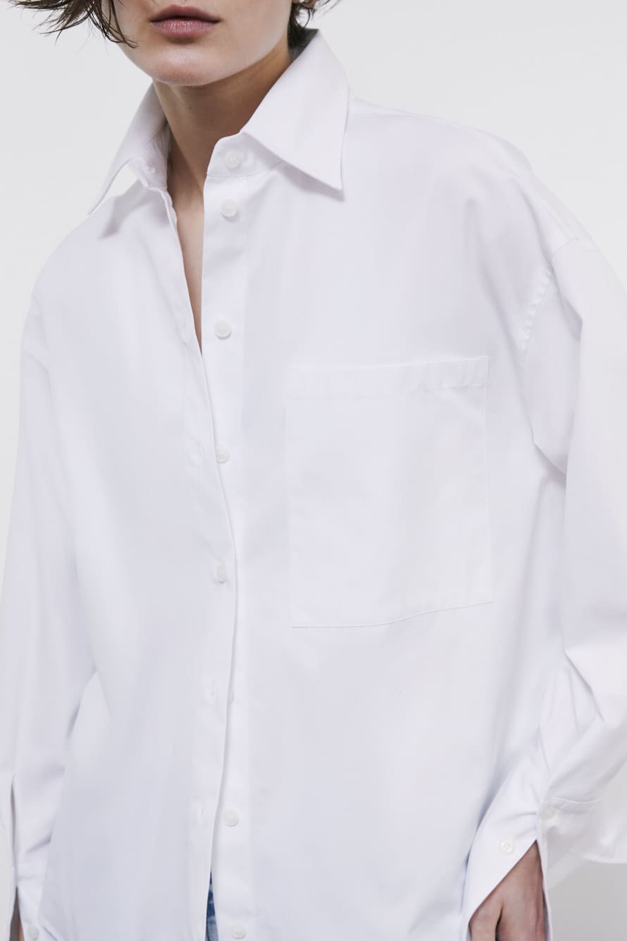 Oversized poplin shirt, White, Patrizia Pepe