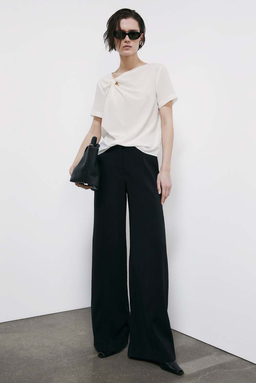 Silk T-shirt with torchon, White, Patrizia Pepe