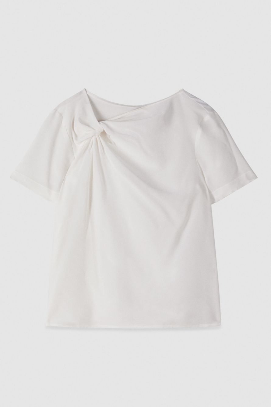 Silk T-shirt with torchon, White, Patrizia Pepe