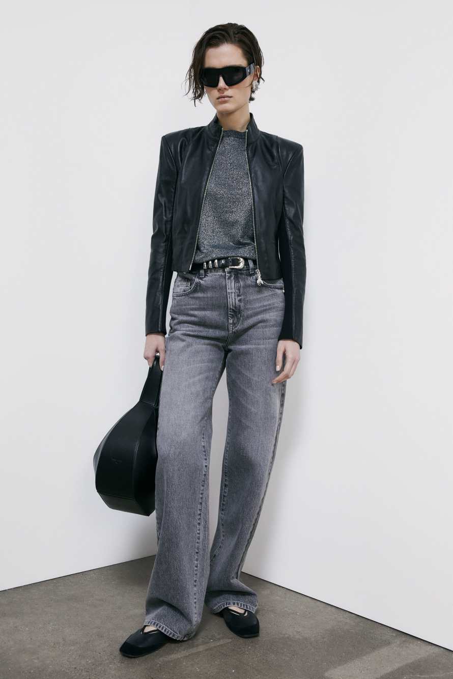 Knit T-Shirt with strass logo detail, Grey, Patrizia Pepe