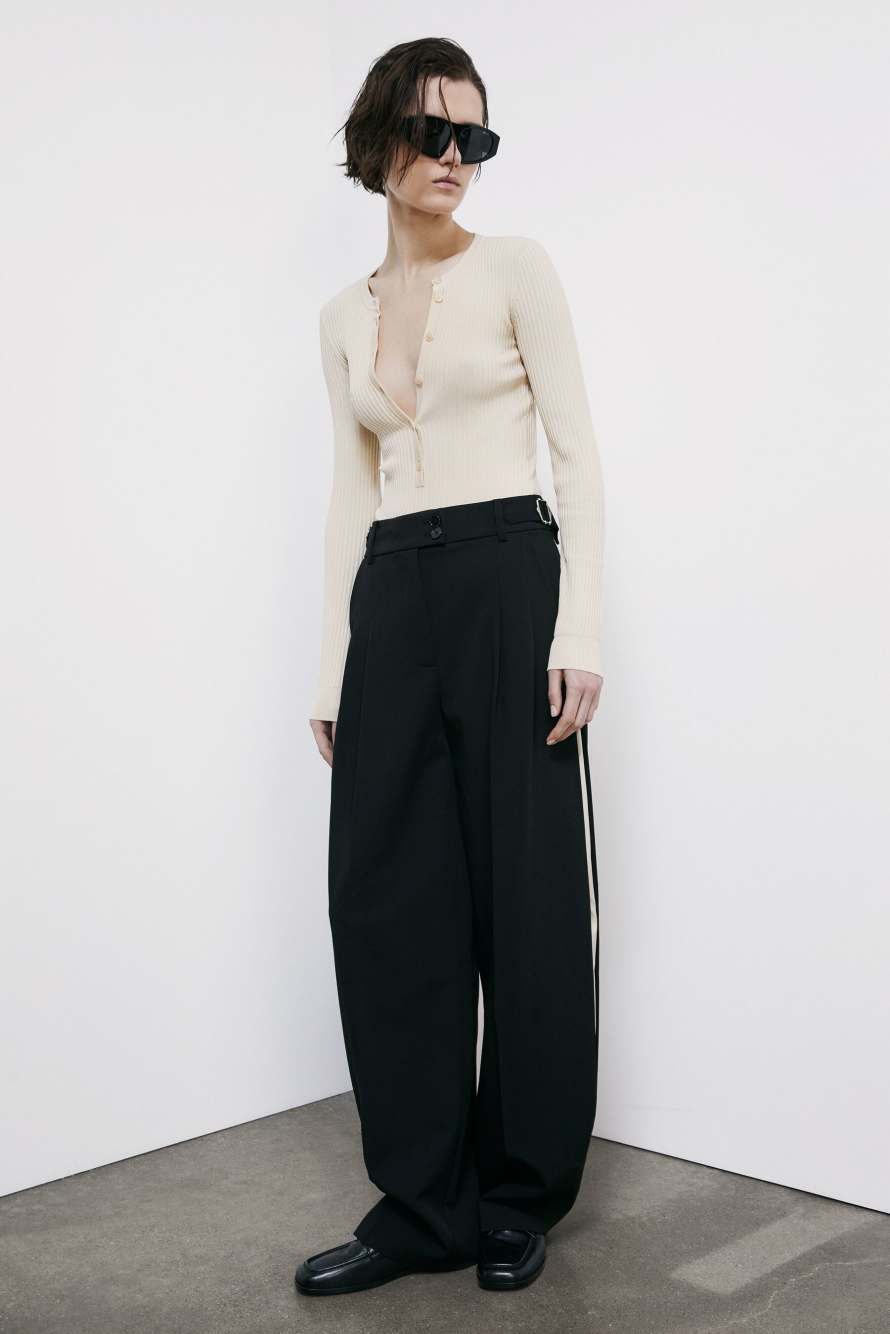 Ribbed bodysuit with buttons, White, Patrizia Pepe