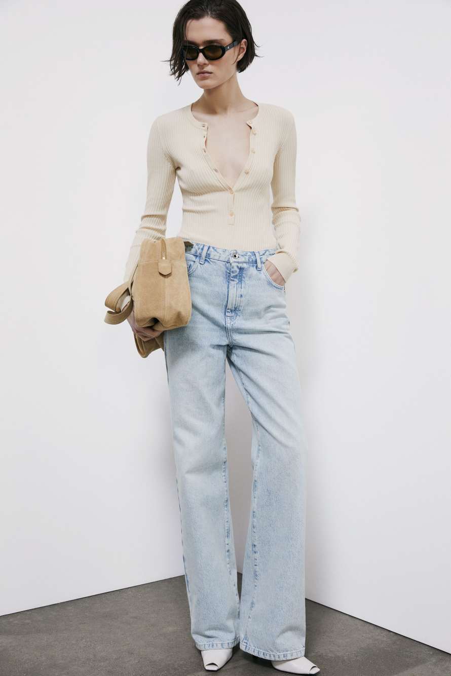 Ribbed bodysuit with buttons, White, Patrizia Pepe