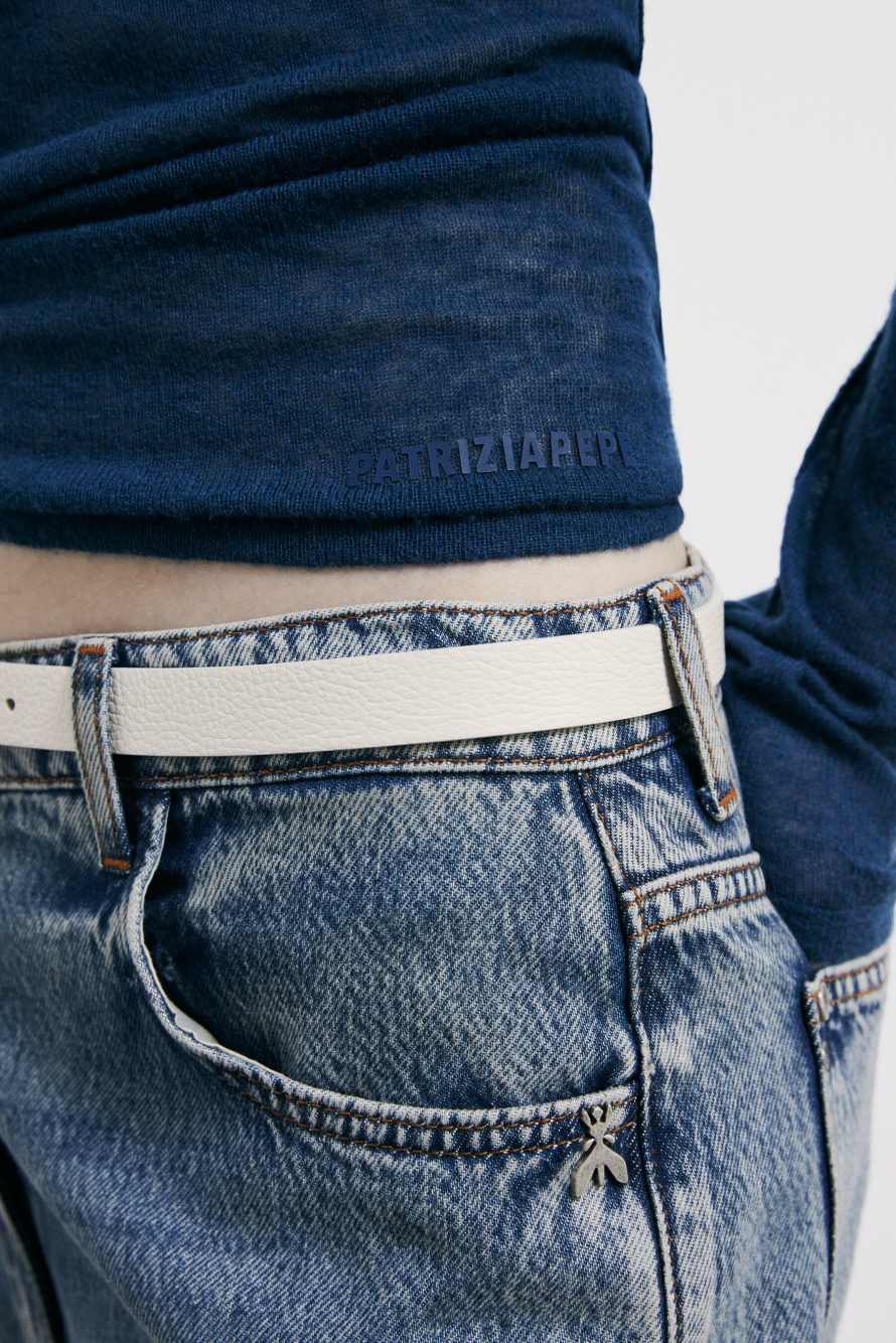 Light sweater with buttons and ribbing, Blue, Patrizia Pepe