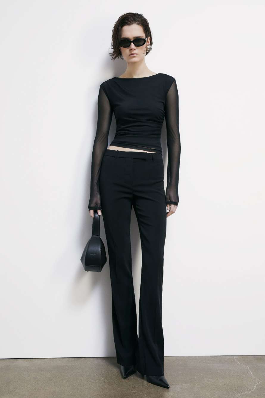 Camiseta de tul drapeada, Negro