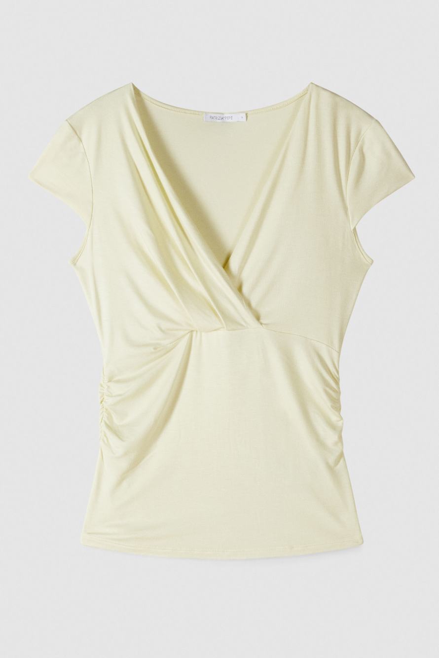 Light T-shirt with draping, Yellow, Patrizia Pepe