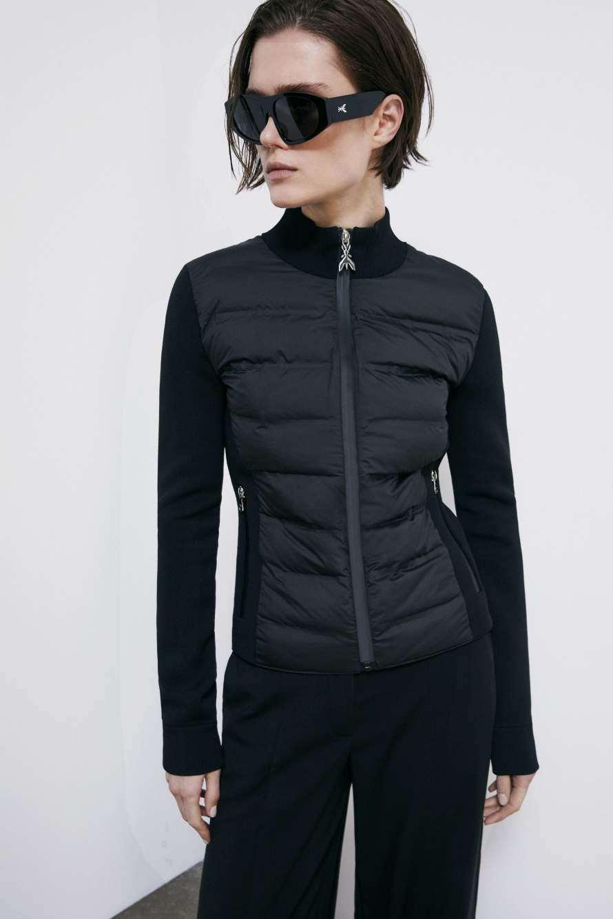 Ультралегкий пухлвик с трикотажными вставками, Черный, Patrizia Pepe