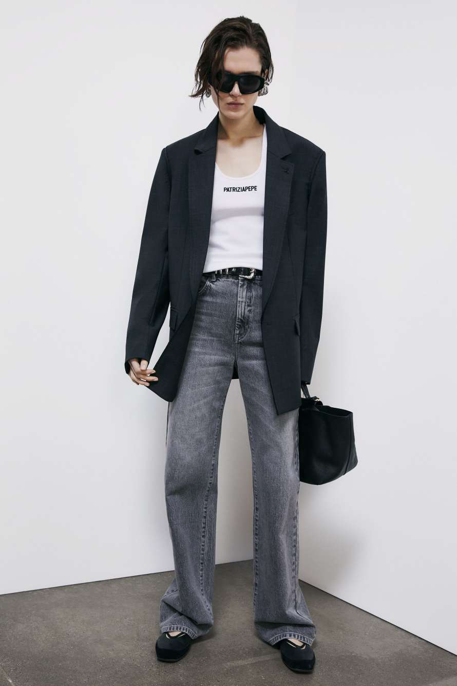 High-waisted regular fit jeans, Grey, Patrizia Pepe