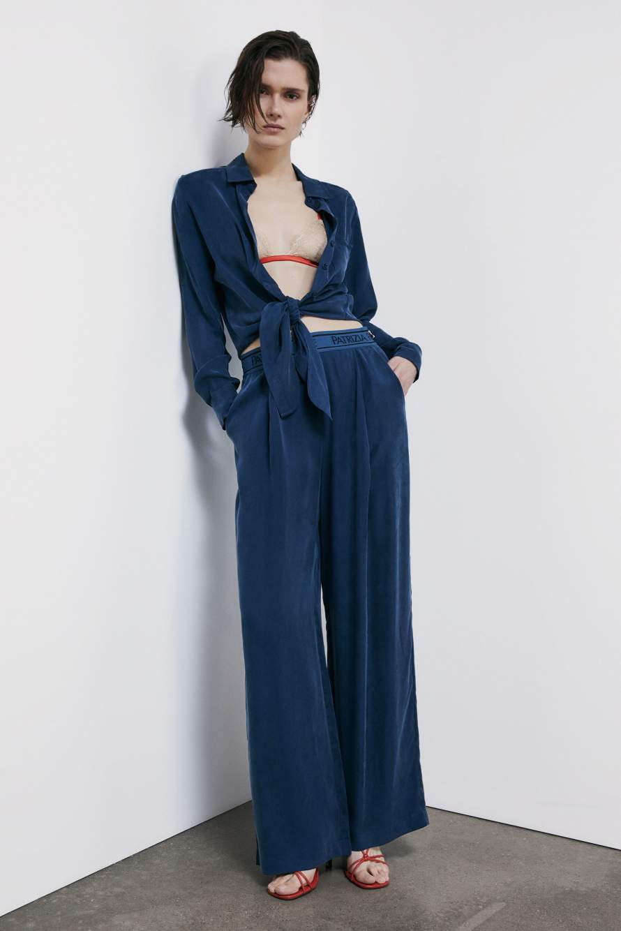 Свободные брюки с резинкой на талии, Синий, Patrizia Pepe