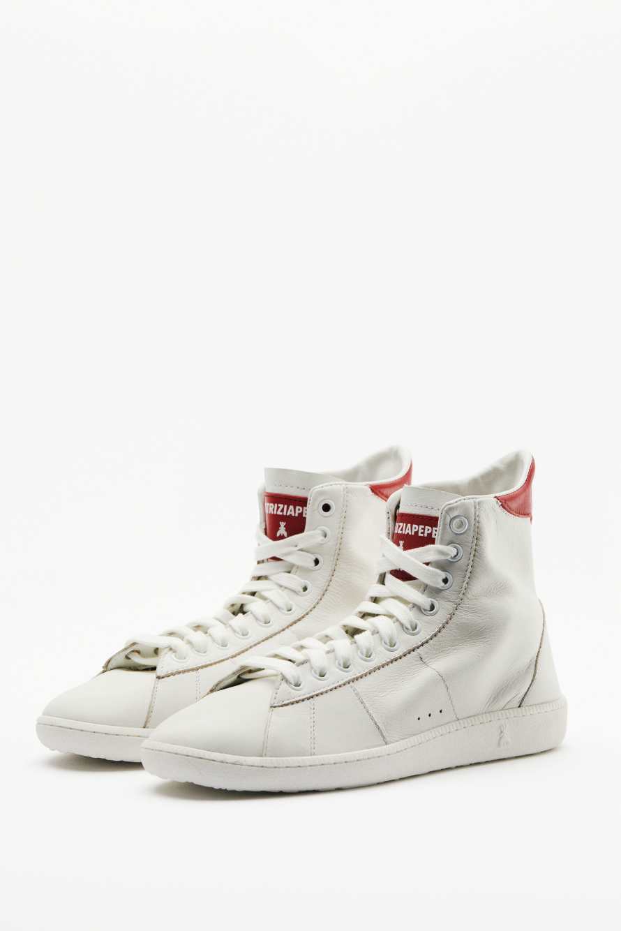 HI-SKIN Sneakers '93 in nappa leather, White/Red, Patrizia Pepe
