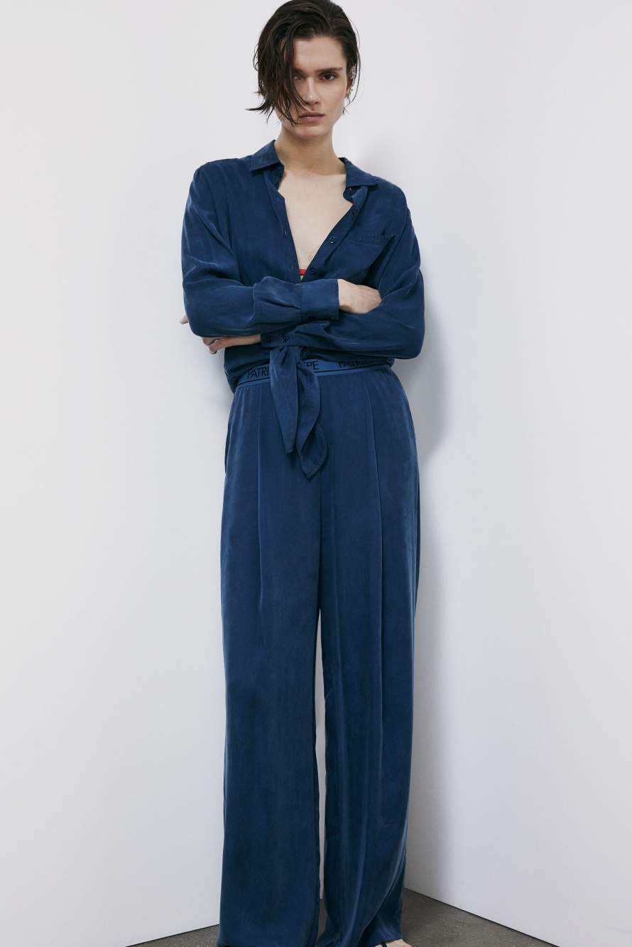Свободные брюки с резинкой на талии, Синий, Patrizia Pepe