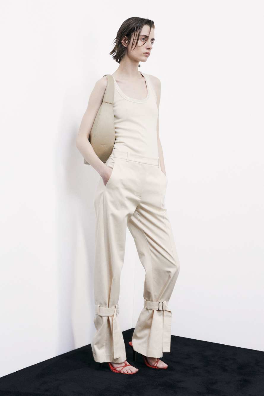 Cotton pants with strap, White, Patrizia Pepe