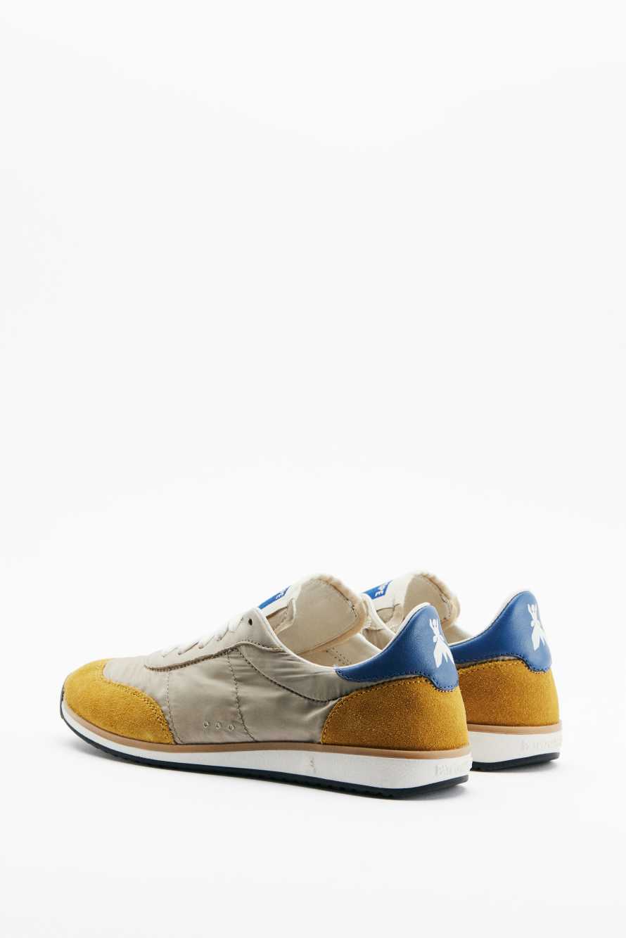 Сникеры Running SKIN из нейлона с надписью, Синий / Охра, Patrizia Pepe