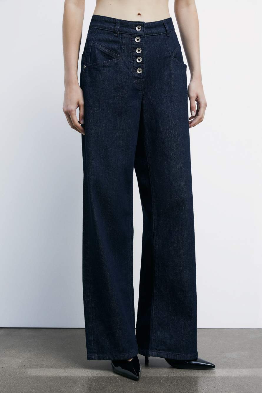 Джинсы-палассо с пуговицами, синий, Patrizia Pepe