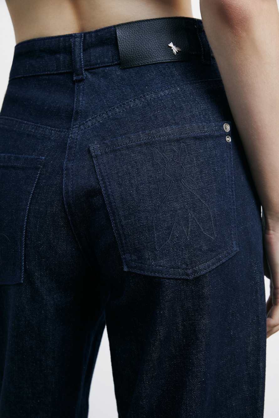 Джинсы-палассо с пуговицами, синий, Patrizia Pepe