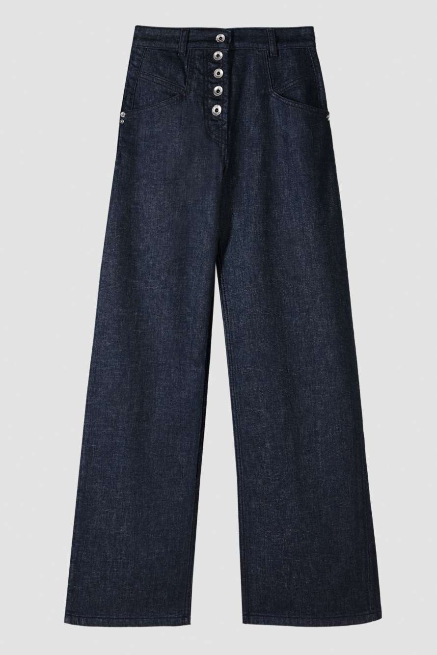 Джинсы-палассо с пуговицами, синий, Patrizia Pepe