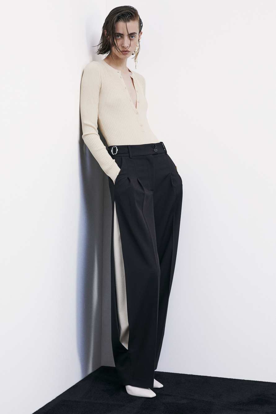 Брюки палаццо с вставками из сатина, Черный/Слоновая кость, Patrizia Pepe