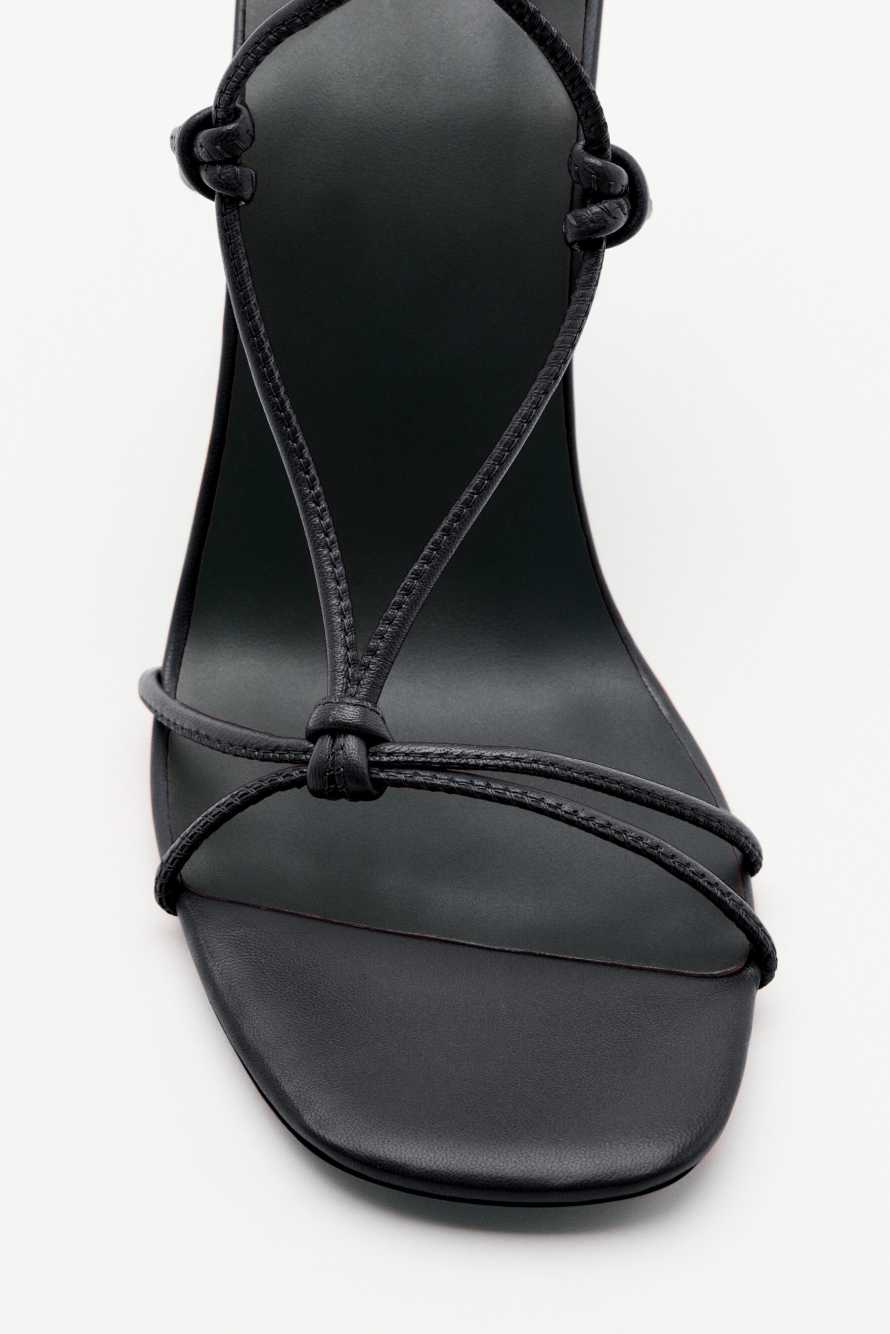 New Square crossed sandals with nappa heel, Black, Patrizia Pepe