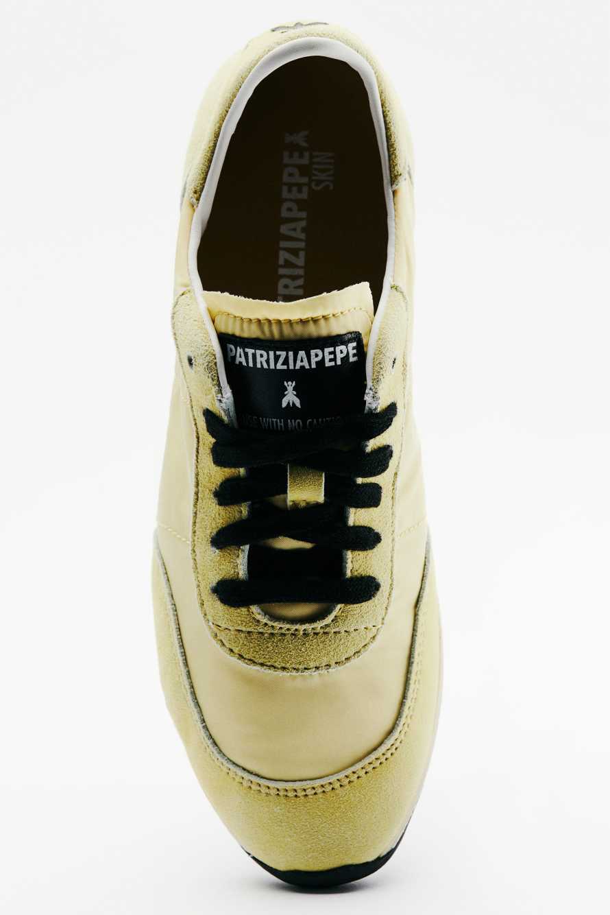 Running SKIN Sneakers '93 из нейлона, Ваниль/Чёрный, Patrizia Pepe