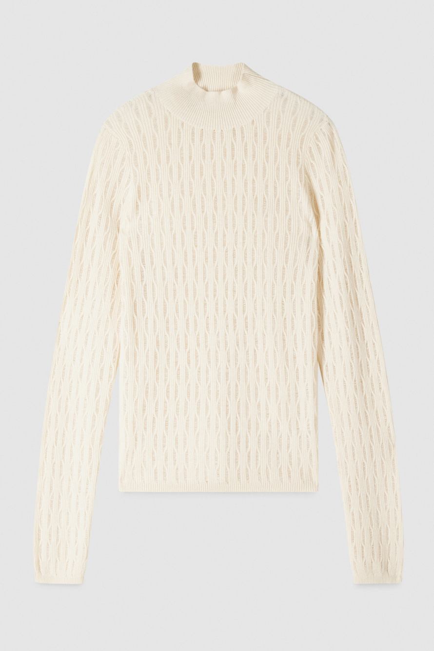 Jacquard wool turtleneck sweater, White, Patrizia Pepe